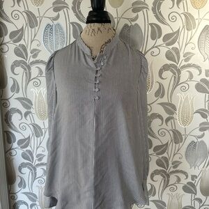 Ann Taylor Black and White Striped Blouse